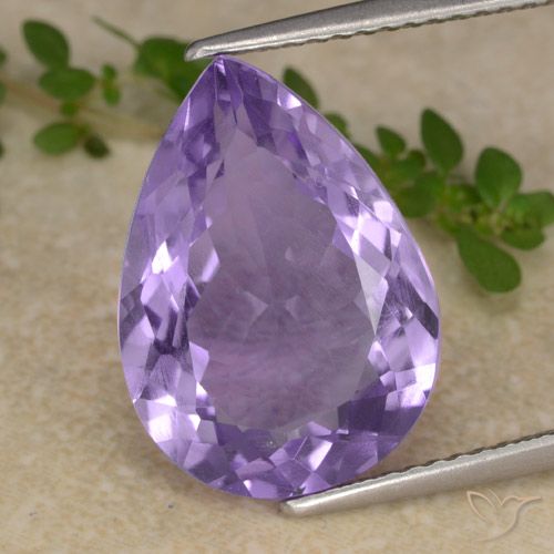 6.59ct 자연스러운 미디엄 바이올렛 자수정, 배 모양, VS