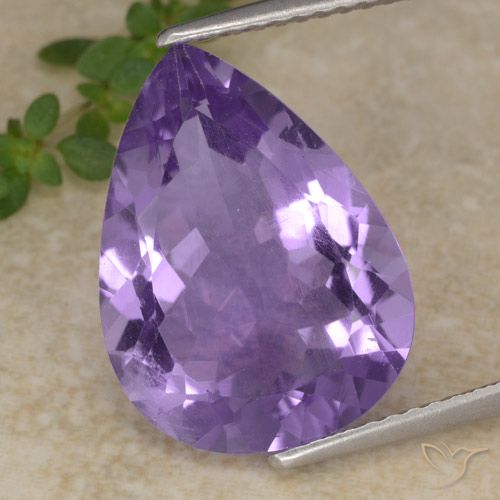 6.51ct 자연스러운 가지 보라색 자수정, 배 모양, VS