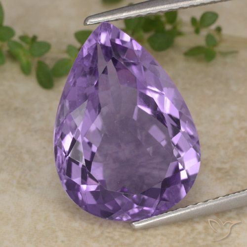 7.00ct 자연스러운 미디엄 바이올렛 자수정, 배 모양, VVS-VS