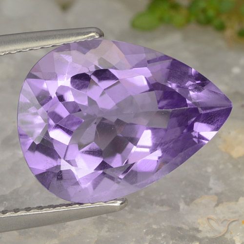 6.43ct 자연스러운 미디엄 바이올렛 자수정, 배 모양, VVS-VS