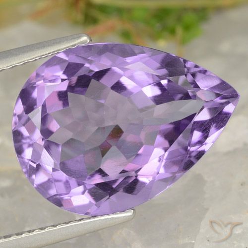 7.05ct 자연스러운 미디엄 바이올렛 자수정, 배 모양, VVS-VS