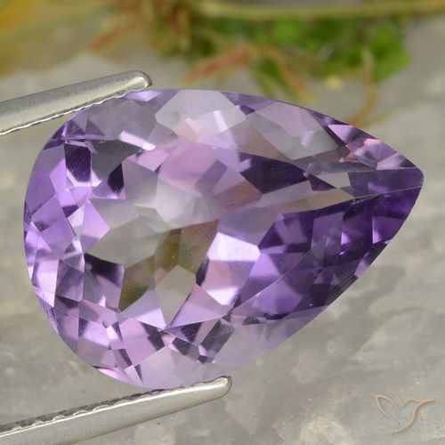 6.68ct 자연스러운 보라색 보라색 자수정, 배 모양, VVS-VS