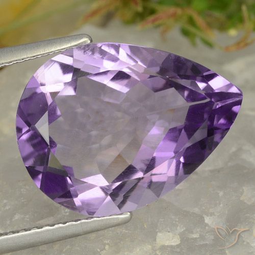 6.71ct 자연스러운 보라색 보라색 자수정, 배 모양, VVS-VS