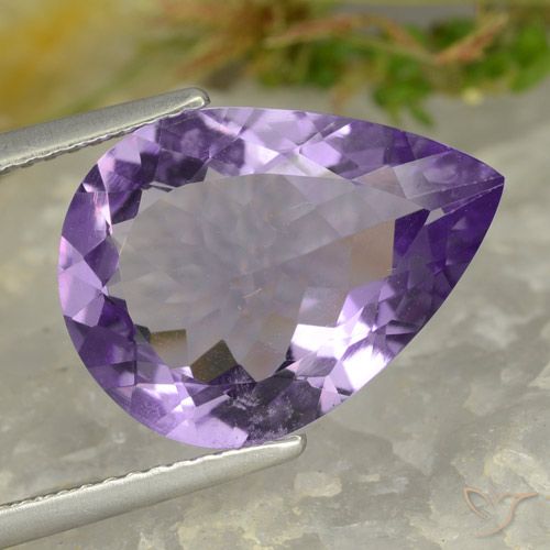 5.86ct 자연스러운 보라색 보라색 자수정, 배 모양, VVS-VS