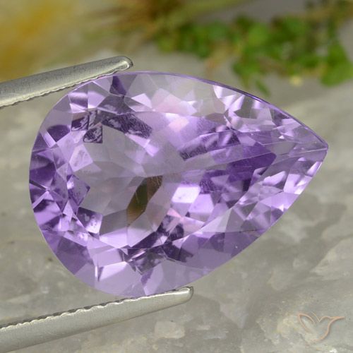 7.68ct 자연스러운 라이트 바이올렛 자수정, 배 모양, VVS-VS