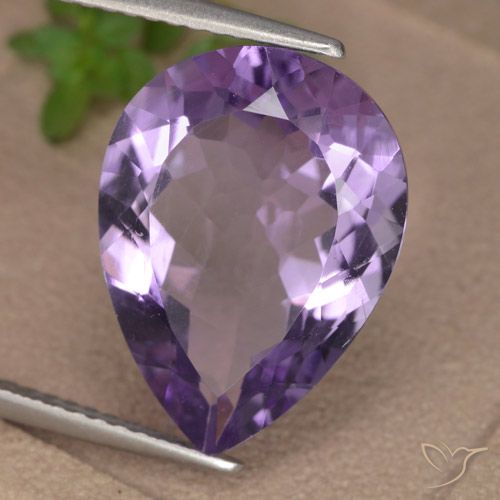 6.64ct 자연스러운 미디엄 바이올렛 자수정, 배 모양, VVS-VS