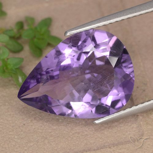 5.97ct 자연스러운 보라색 보라색 자수정, 배 모양, VVS-VS