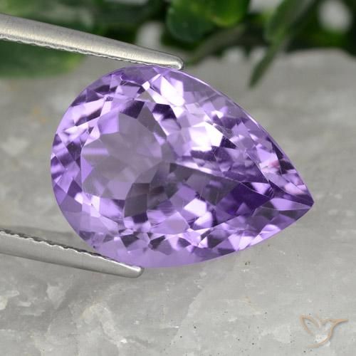 7.08ct 자연스러운 미디엄 바이올렛 자수정, 배 모양, VVS-VS