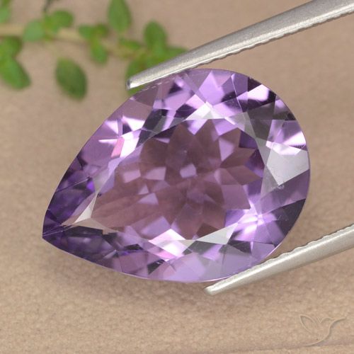 6.18ct 자연스러운 미디엄 바이올렛 핑크 자수정, 배 모양, VS