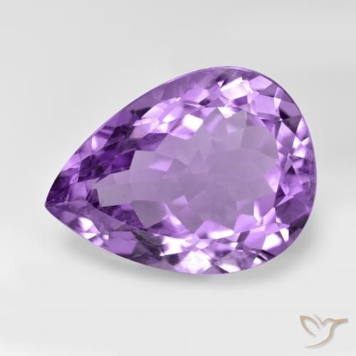 7.04ct 자연스러운 미디엄 바이올렛 자수정, 배 모양, VVS-VS