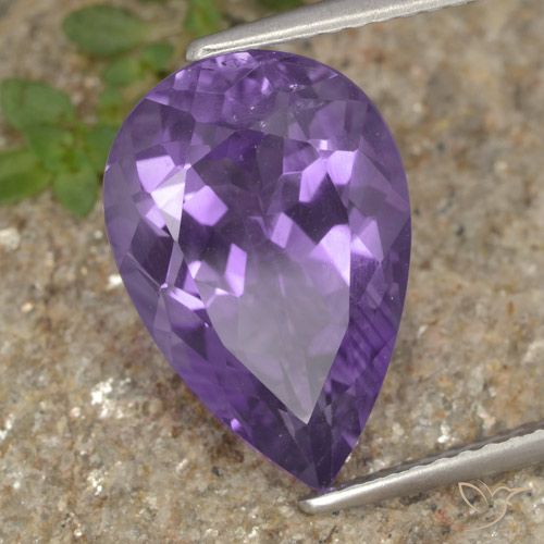 5.37ct 자연스러운 미디엄 바이올렛 자수정, 배 모양, VS
