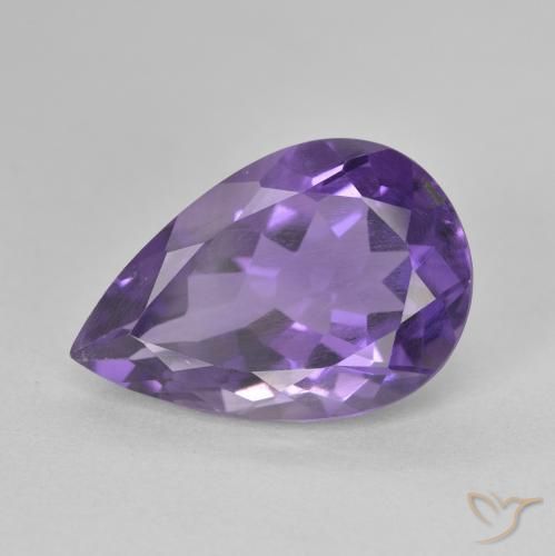 5.03ct 자연스러운 딥 바이올렛 자수정, 배 모양, VS