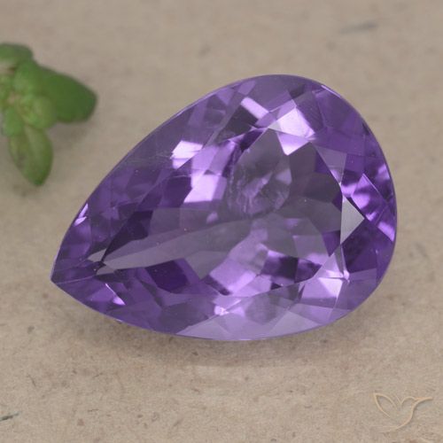 6.50ct 자연스러운 미디엄 바이올렛 자수정, 배 모양, VS