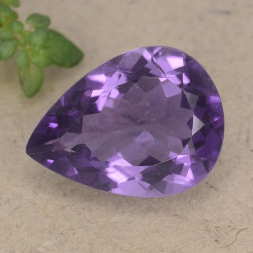 6.77ct 자연스러운 보라색 보라색 자수정, 배 모양, VS