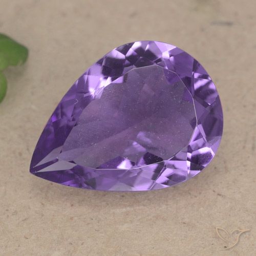 6.08ct 자연스러운 미디엄 바이올렛 자수정, 배 모양, VS