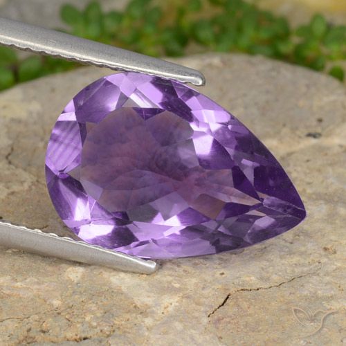 4.52ct 자연스러운 미디엄 바이올렛 자수정, 배 모양, VVS-VS