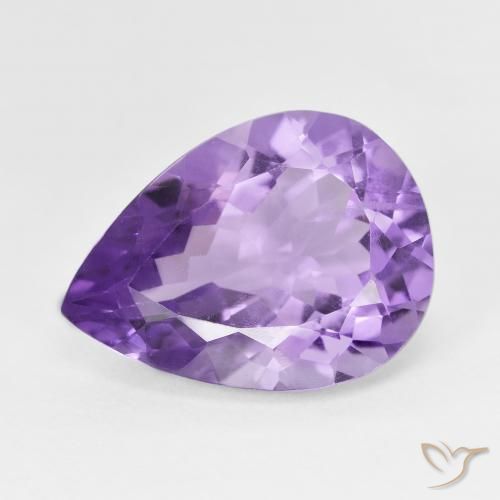 7.28ct 자연스러운 딥 바이올렛 색조 자수정, 배 모양, VS