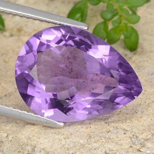 6.86ct 자연스러운 딥 바이올렛 자수정, 배 모양, VVS-VS