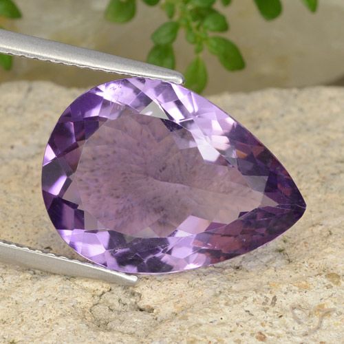 7.66ct 자연스러운 미디엄 라이트 퍼플리쉬 바이올렛 자수정, 배 모양, VS
