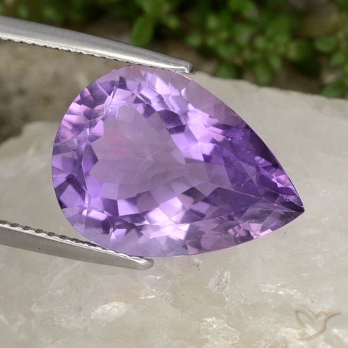 8.73ct 자연스러운 미디엄 바이올렛 자수정, 배 모양, VVS-VS