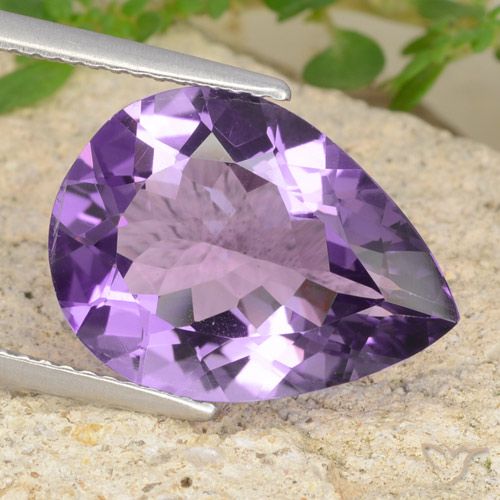 6.33ct 자연스러운 미디엄 바이올렛 자수정, 배 모양, VVS-VS