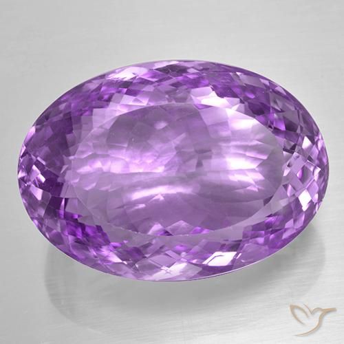 52.67ct 자연스러운 분홍빛이 도는 보라색 자수정, 타원형, IF