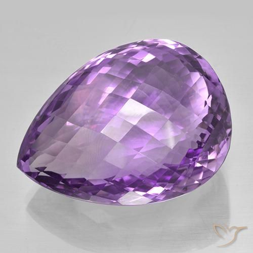 53.48ct 자연스러운 미디엄 퍼플리쉬 바이올렛 자수정, 배 모양, IF