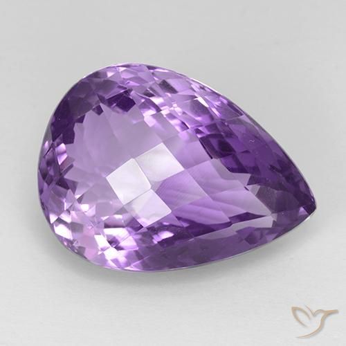 24.43ct 자연스러운 보라색 보라색 자수정, 배 모양, VVS
