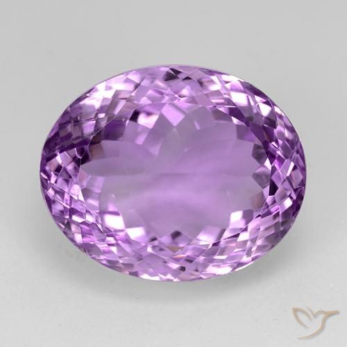 25.80ct 자연스러운 미디엄 핑크빛이 도는 바이올렛 자수정, 타원형, IF
