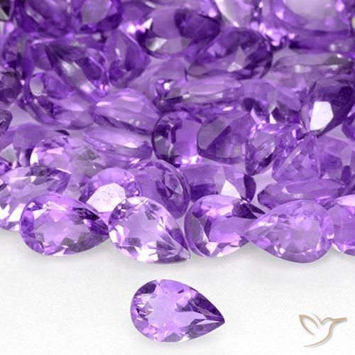 0.38ct 자연스러운 딥 퍼플리쉬 바이올렛 자수정, 배 모양, VVS-VS