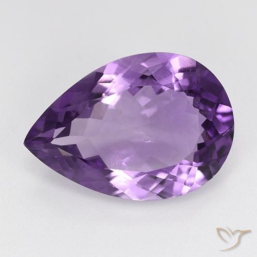 8.55ct 자연스러운 미디엄 퍼플리쉬 바이올렛 자수정, 배 모양, VS