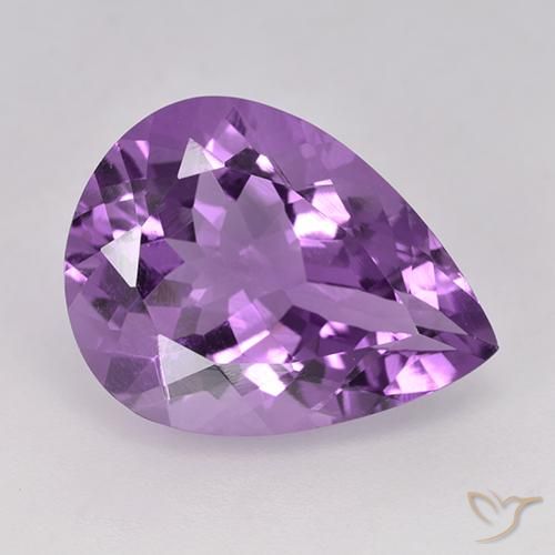 5.67ct 자연스러운 보라색 보라색 자수정, 배 모양, VS