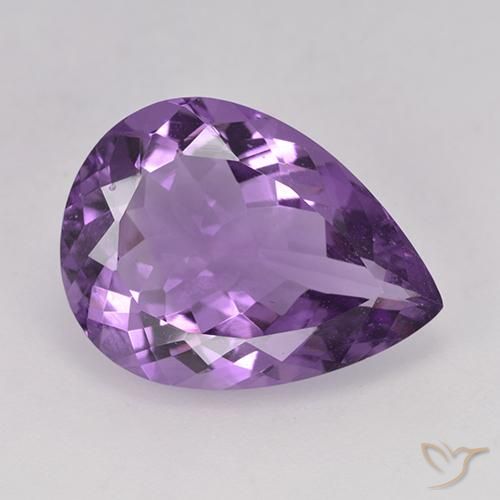 6.43ct 자연스러운 보라색 보라색 자수정, 배 모양, VVS