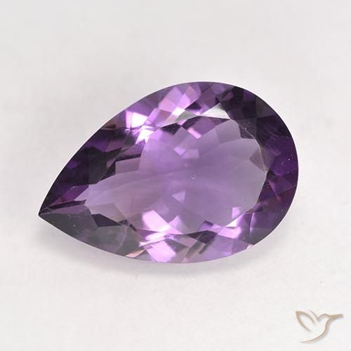 4.56ct 자연스러운 미디엄 바이올렛 자수정, 배 모양, VS
