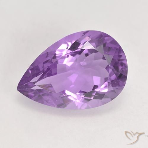 5.48ct 자연스러운 미디엄 퍼플리쉬 바이올렛 자수정, 배 모양, VVS-VS
