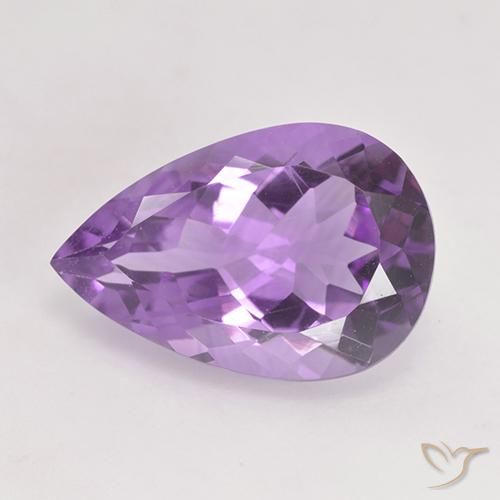 5.07ct 자연스러운 미디엄 퍼플리쉬 바이올렛 자수정, 배 모양, VVS-VS