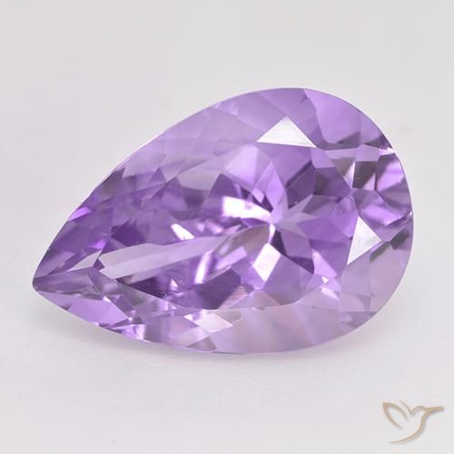 5.68ct 자연스러운 미디엄 바이올렛 자수정, 배 모양, VVS-VS