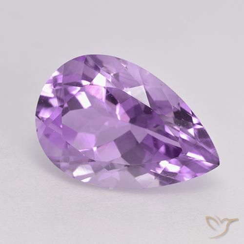 5.68ct 자연스러운 미디엄 퍼플리쉬 바이올렛 자수정, 배 모양, VVS-VS