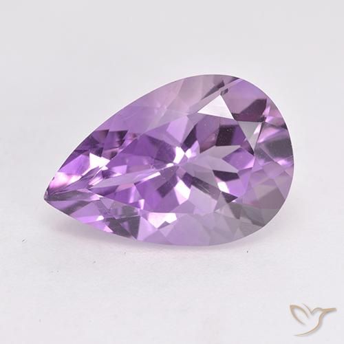 5.13ct 자연스러운 분홍빛이 도는 보라색 자수정, 배 모양, VVS-VS
