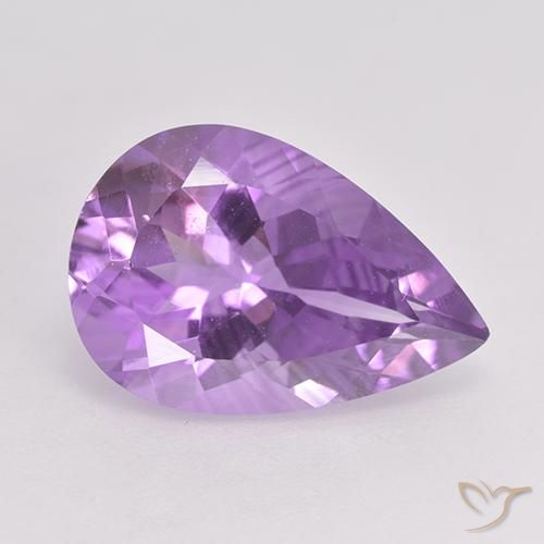 4.77ct 자연스러운 미디엄 퍼플리쉬 바이올렛 자수정, 배 모양, VS