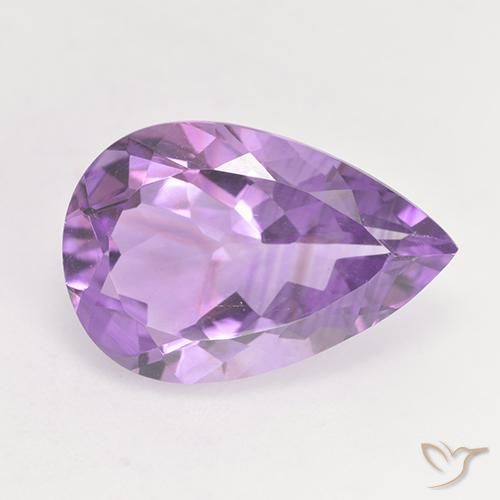 4.78ct 자연스러운 분홍빛이 도는 보라색 자수정, 배 모양, VVS-VS