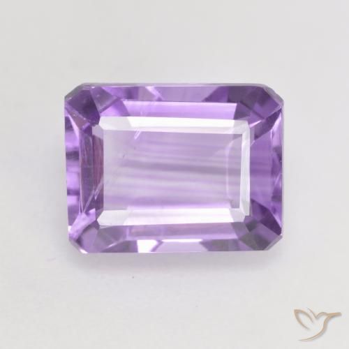 2.40ct 자연스러운 미디엄 바이올렛 자수정, 에메랄드 컷, VS