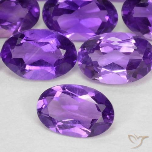 0.40캐럿 천연 비비드 바이올렛 자수정, 타원형 컷, VS