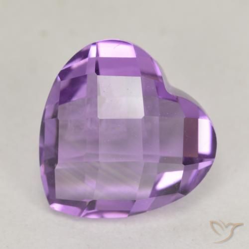 3.53ct 자연스러운 분홍빛이 도는 보라색 자수정, 마음, VS