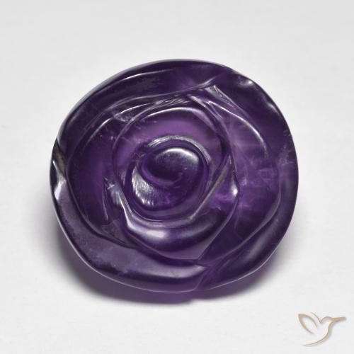 16.34ct 자연스러운 딥 바이올렛 자수정, 플라워 컷, 투명한