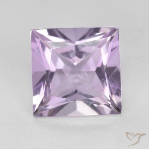 2.18ct 자연스러운 분홍빛이 도는 보라색 자수정, 정사각형, VS