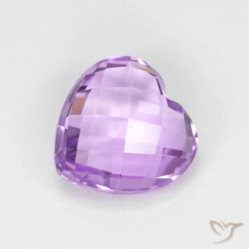 2.11ct 자연스러운 분홍빛이 도는 보라색 자수정, 마음, VVS