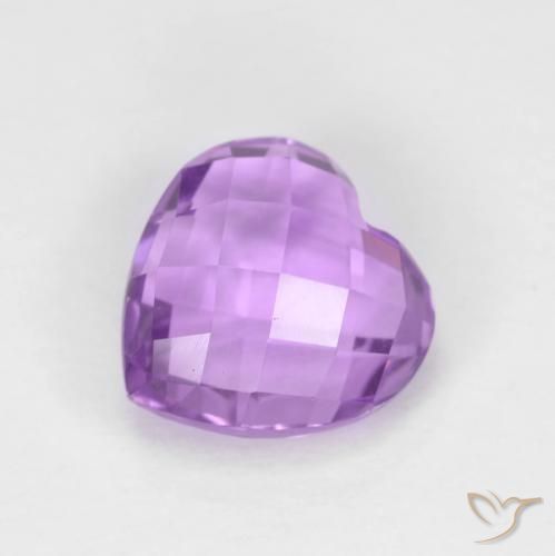 2.06ct 자연스러운 분홍빛이 도는 보라색 자수정, 마음, VVS