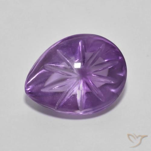 4.35ct 자연스러운 비비드 바이올렛 자수정, 배 모양, 투명한