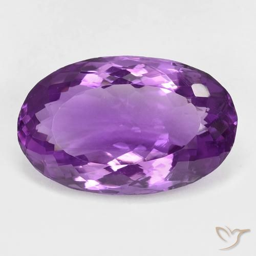 18.70ct 자연스러운 미디엄 바이올렛 자수정, 타원형, VVS-VS
